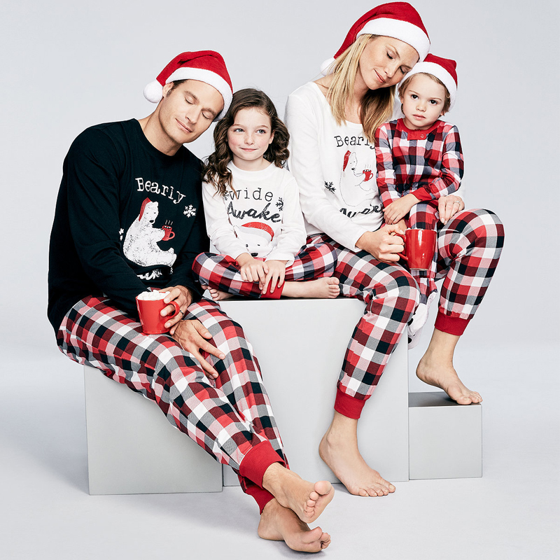 Pour l'hiver Ensemble pyjama de Noël pour couple et enfant 